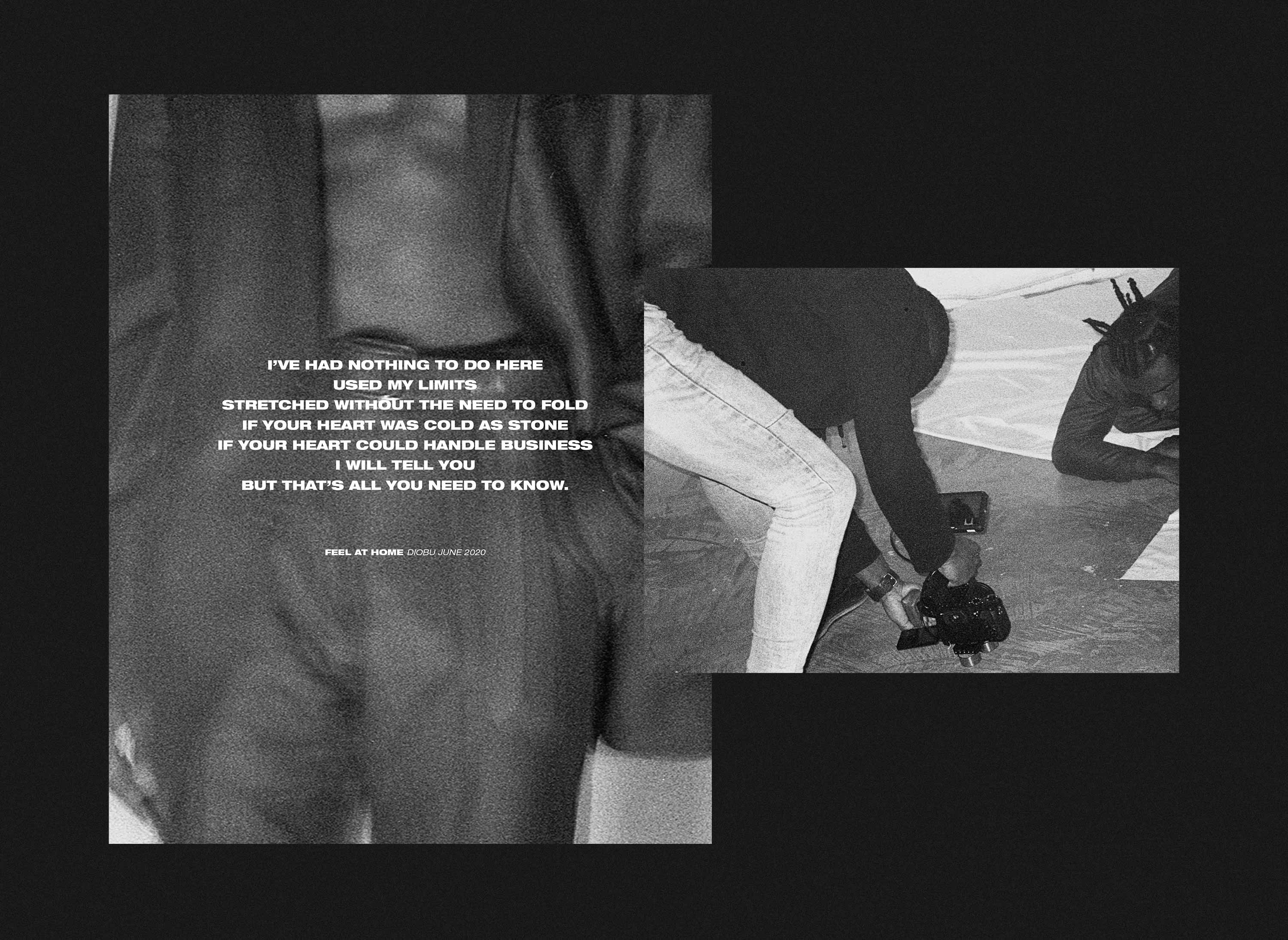 Asuquomo EPK lyric spread — documentary photography with stark lyric display