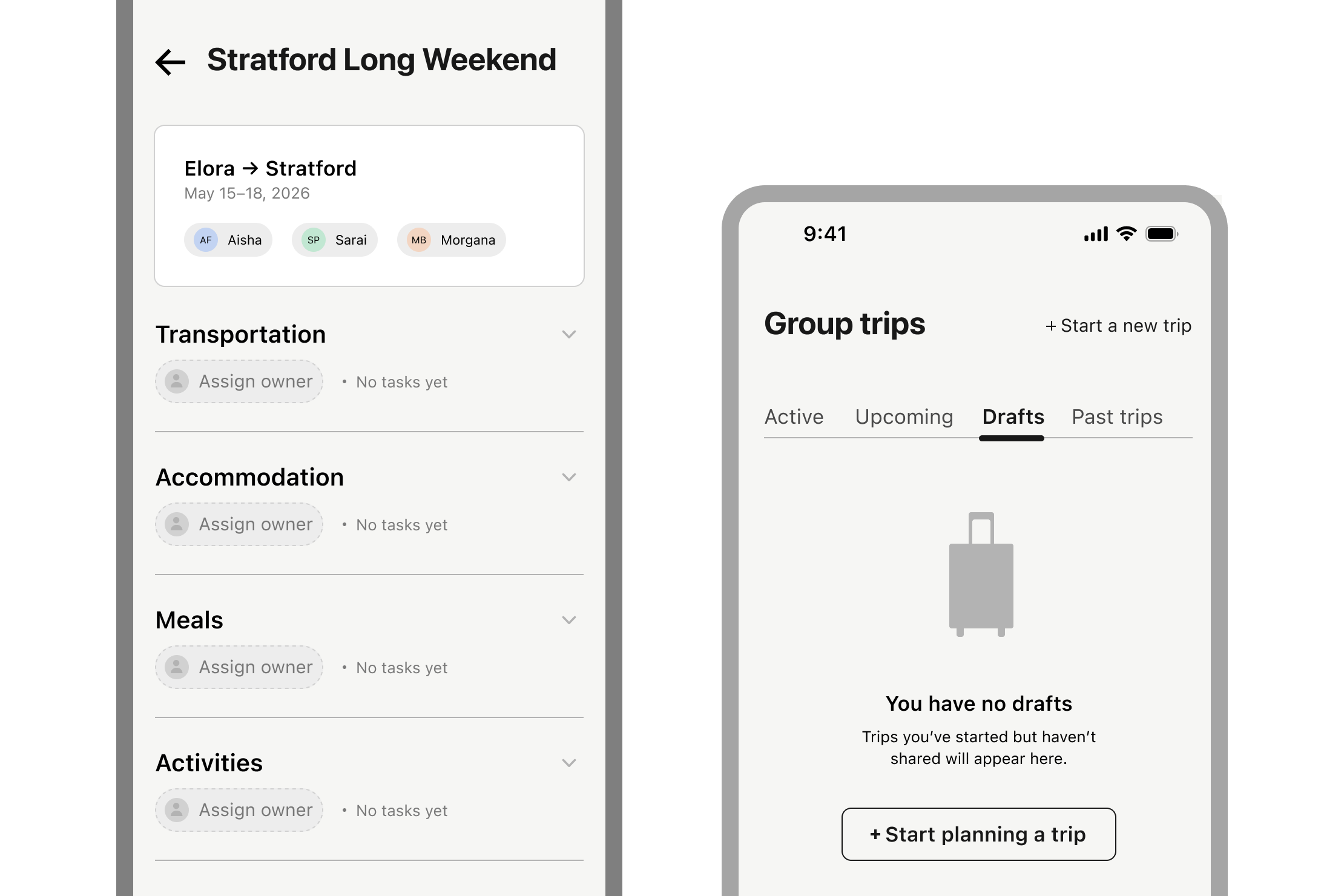 Clara — iOS app for shared trip planning